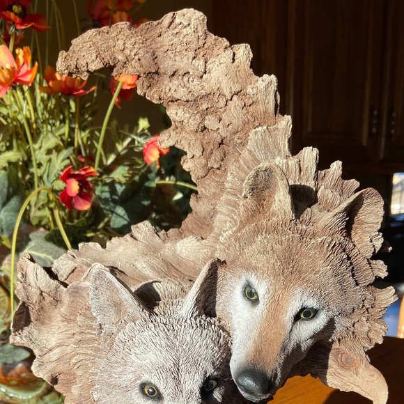 Retired Rick Cain Limited Edition ‘Dual Wolf’ Nature Sculpture #107/2000 - Picture 16 of 16